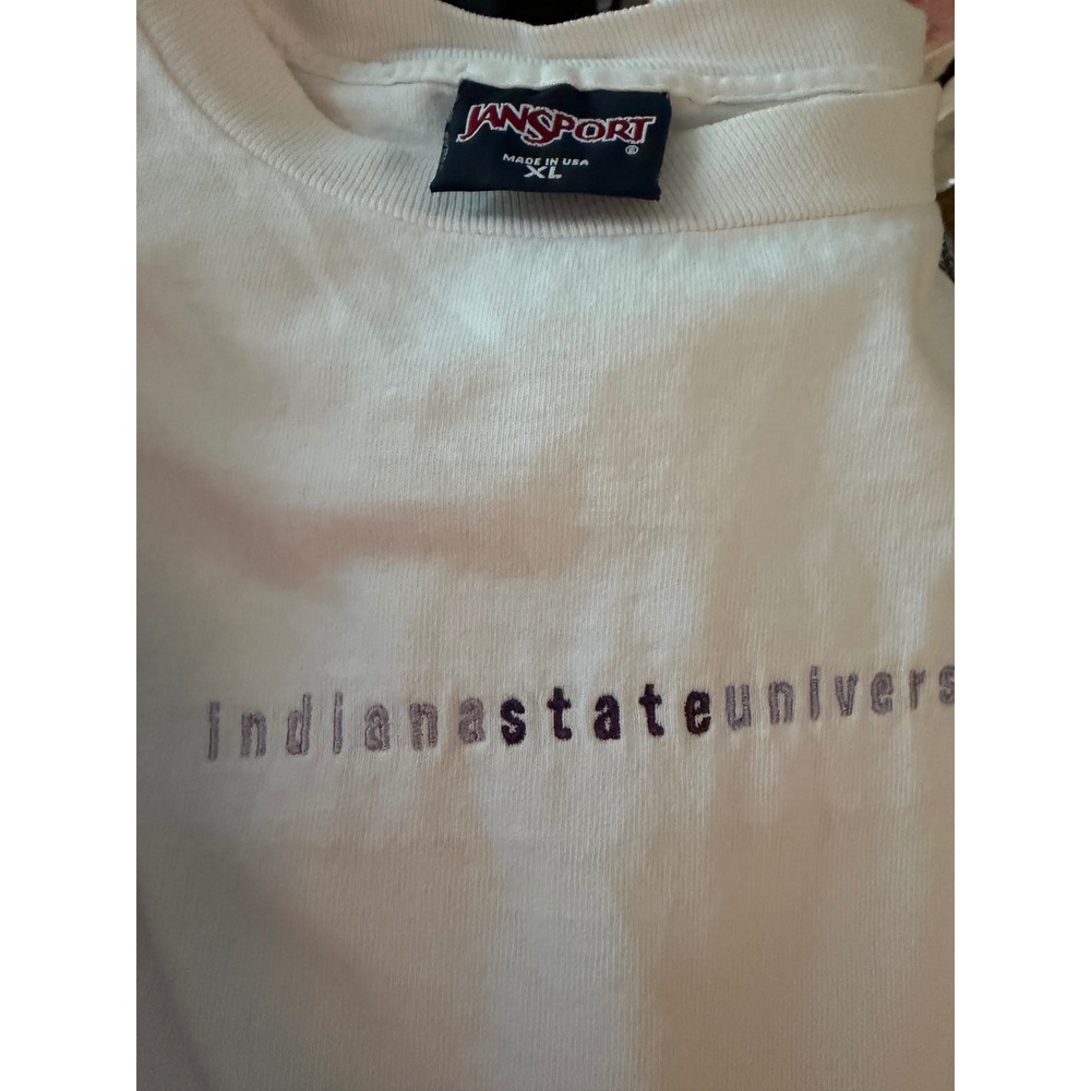 Vintage JanSport Indiana State University Long Sleeve T-Shirt Mens‎ XL White USA